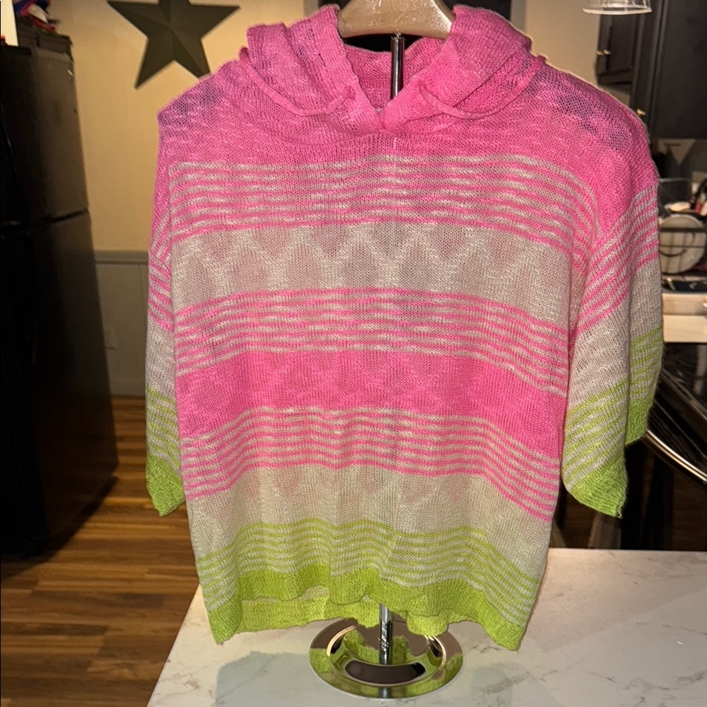 BiBi Pink and Cream Cowl Neck Sweater with Soft Knit